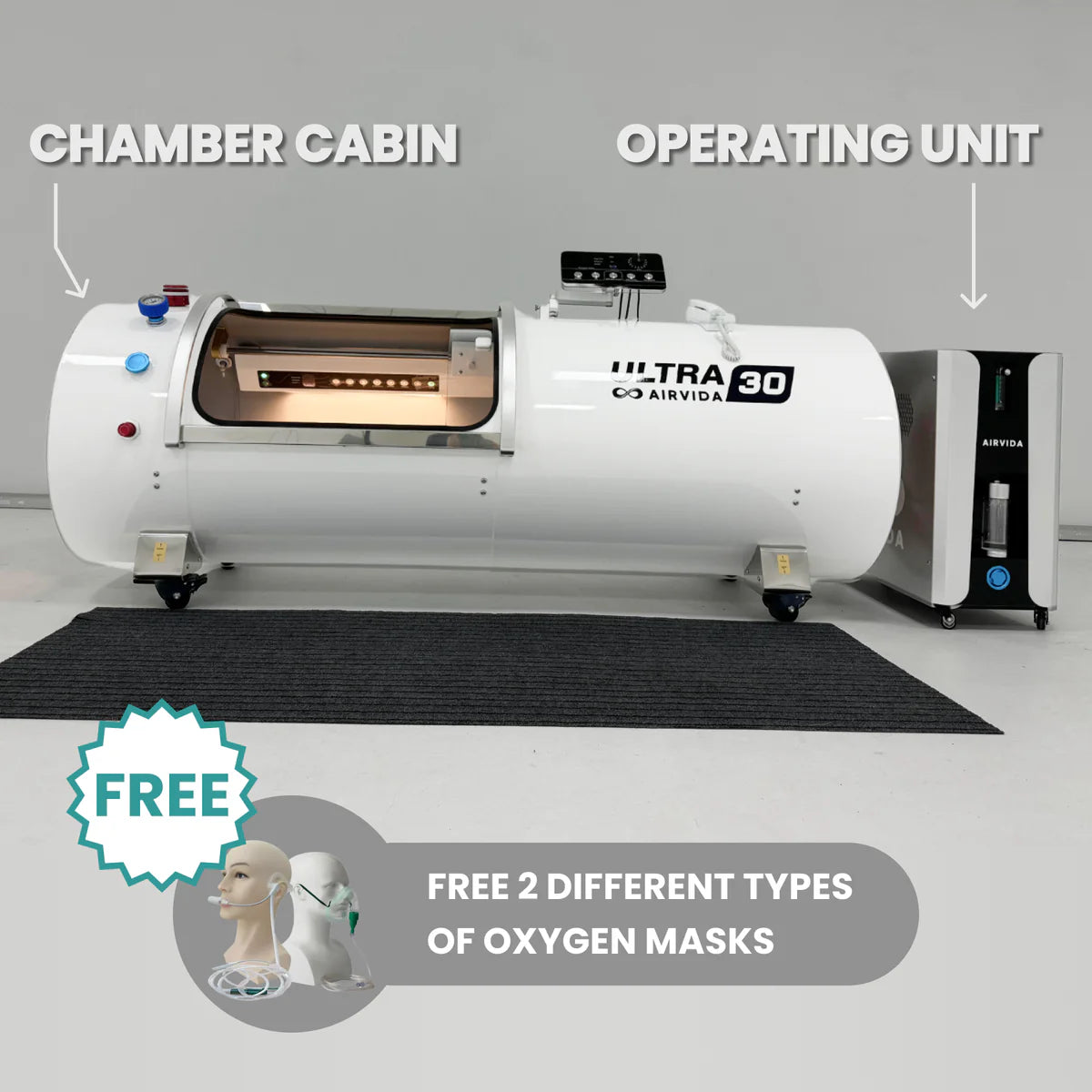 Airvida Ultra 1.3-2.0 ATA Hard Shell Lying Hyperbaric Chambers