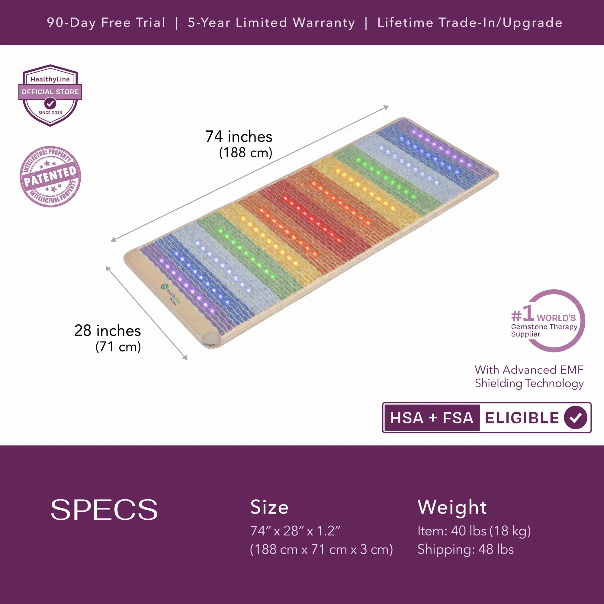 HealthyLine Rainbow Chakra Series PEMF Far Infrared Heating Mat